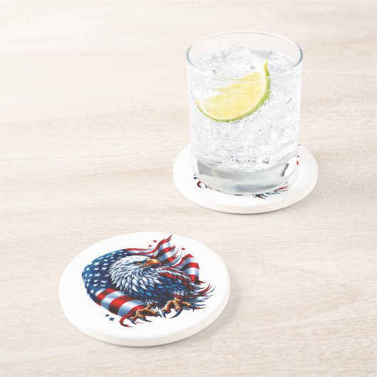 En Grès Dessous de verre de pierre patriotique (Côté)