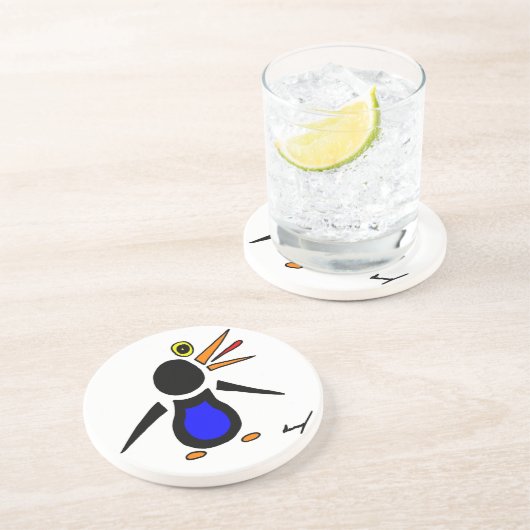 En Grès Dessous de verre de pingouin Abstrait (Côté)