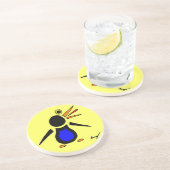 En Grès Dessous de verre de pingouin Abstrait - Jaune (Côté)