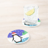 En Grès Dessous de verre de pingouins mignons (Côté)