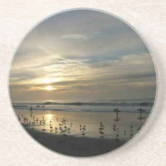 En Grès Dessous de verre de plage de coucher du soleil de
