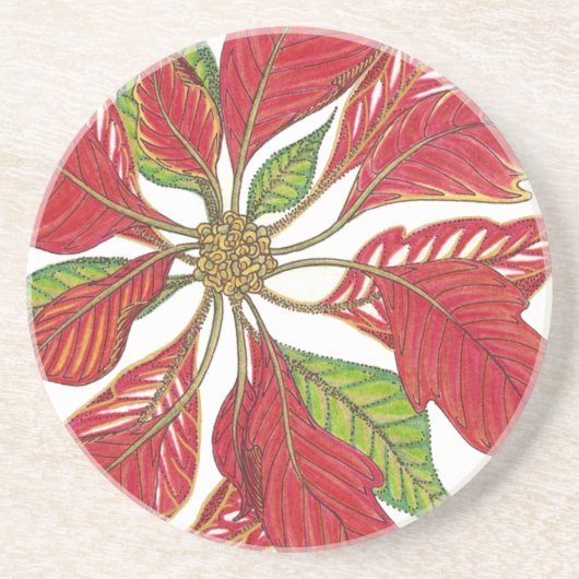 En Grès Dessous de verre de poinsettia de vacances (Devant)
