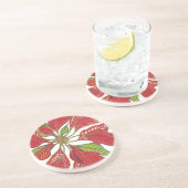 En Grès Dessous de verre de poinsettia de vacances (Côté)