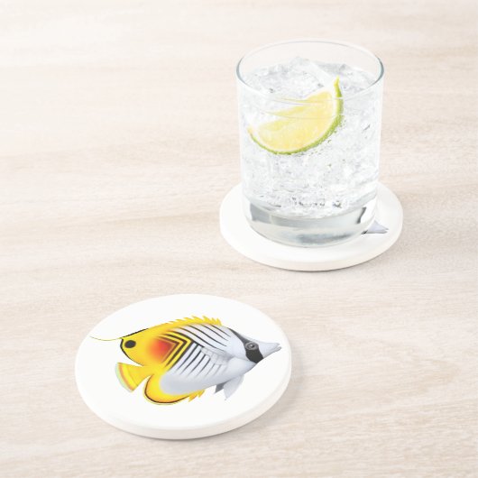 En Grès Dessous de verre de poissons de papillon de (Côté)