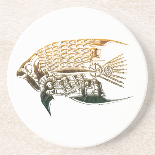 En Grès Dessous de verre de poissons de Steampunk (Devant)