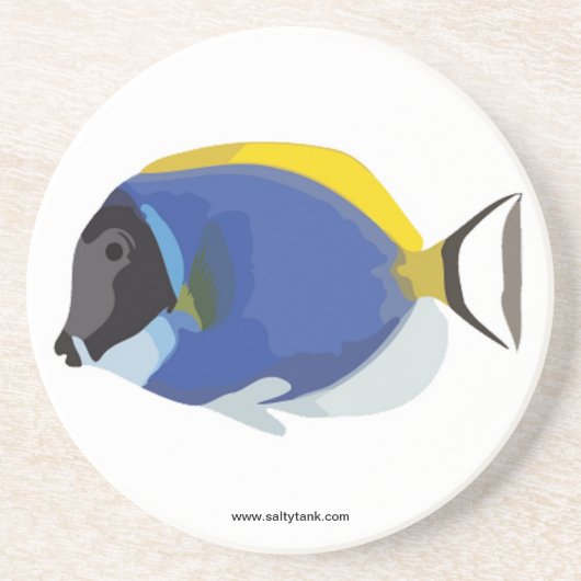 En Grès Dessous de verre de poissons de Tang de bleu de (Devant)