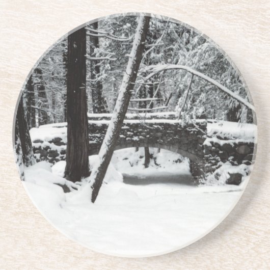 En Grès Dessous de verre de pont couvert de neige (Devant)