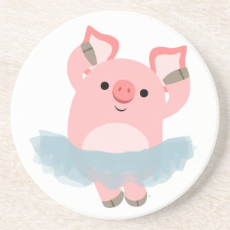 En Grès Dessous de verre de porc Ballerina Cartoon mignon