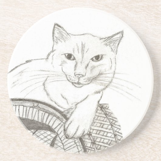 En Grès Dessous de verre de portrait de Cat Ragdoll (Devant)