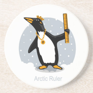 En Grès Dessous de verre de règle de pingouin