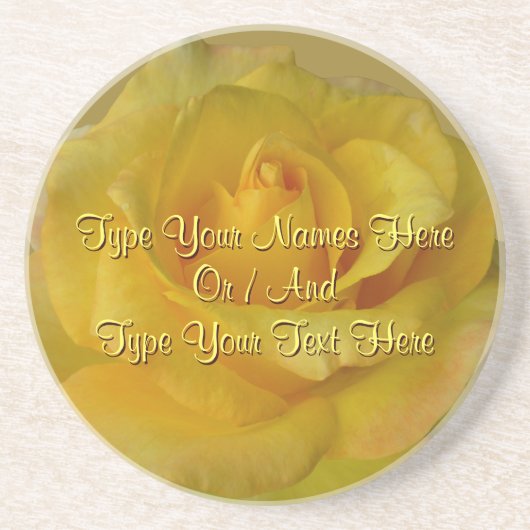 En Grès Dessous de verre de rose jaune Décor Rose personna (Devant)