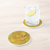 En Grès Dessous de verre de rose jaune Décor Rose personna (Côté)