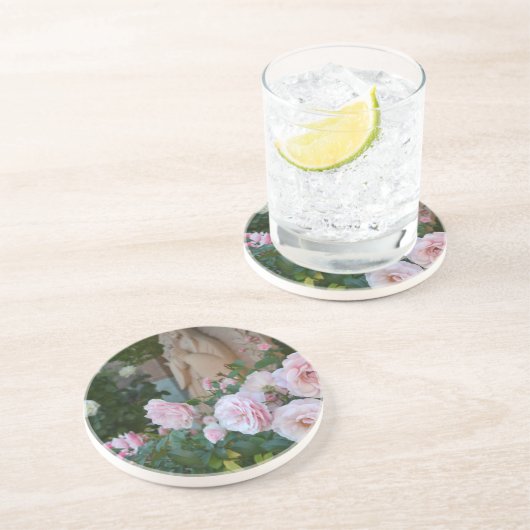 En Grès Dessous de verre de roses de prière (Côté)