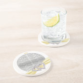 En Grès Dessous de verre de ruban citron Coeurs personnali (Côté)