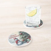 En Grès Dessous de verre De Snowman Et De Sandstone D'Arbr (Côté)