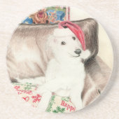 En Grès Dessous de verre de soie de chiot de Windhound de (Devant)