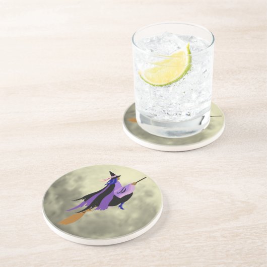 En Grès Dessous de verre de sorcière volant (Côté)