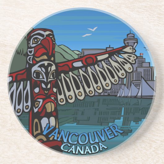 En Grès Dessous de verre de souvenirs de Vancouver Totem P (Devant)