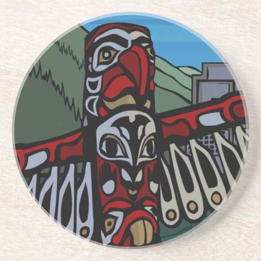 En Grès Dessous de verre de souvenirs de Vancouver Totem P (Devant)