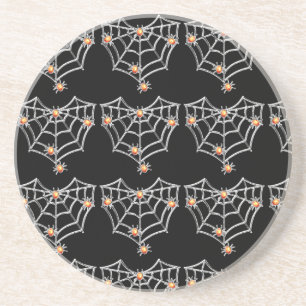 En Grès Dessous de verre de Spiderweb d'Halloween (noir)