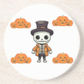 En Grès Dessous de verre de squelette d'Halloween (Devant)