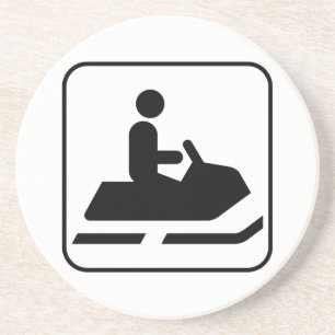 En Grès Dessous de verre de symbole de Snowmobile