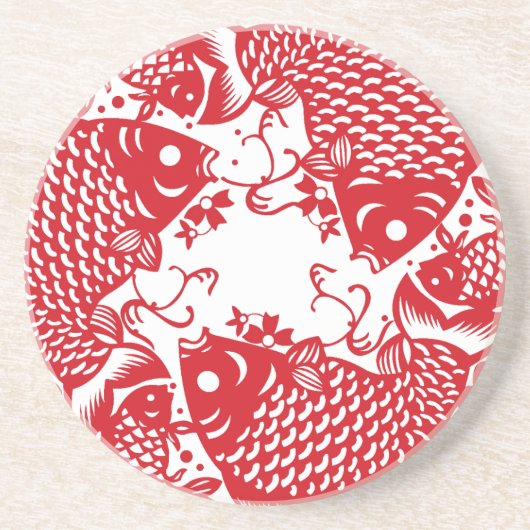 En Grès Dessous de verre de tourbillonnement rouges de (Devant)
