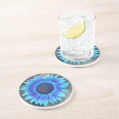En Grès Dessous de verre de tournesol bleu (Côté)