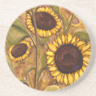 En Grès Dessous de verre de tournesol Dons joyeux de fleur