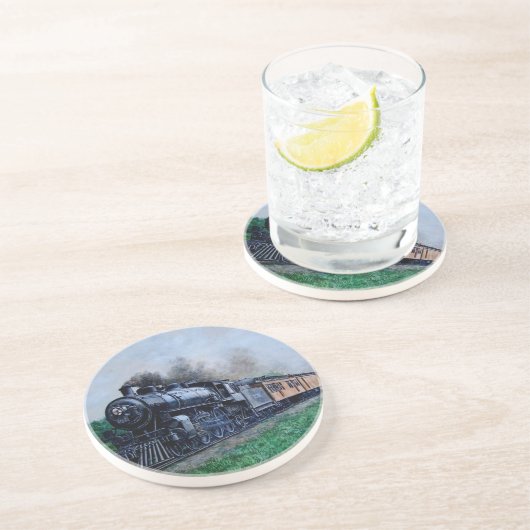 En Grès Dessous de verre de train de vapeur (Côté)