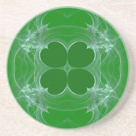 En Grès Dessous de verre de trèfle vert fractal (Devant)