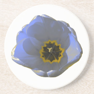 En Grès Dessous de verre de tulipe bleu et jaune
