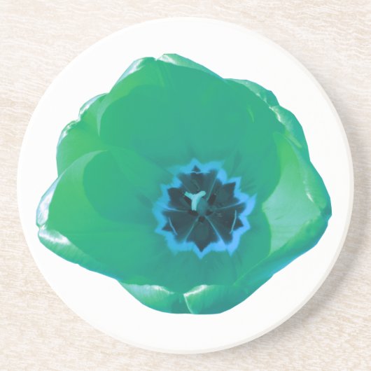 En Grès Dessous de verre de tulipe verte et bleue (Devant)