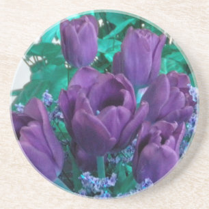 En Grès Dessous de verre de tulipes violettes