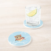 En Grès Dessous de verre de vacances de hibou d'hiver (Côté)