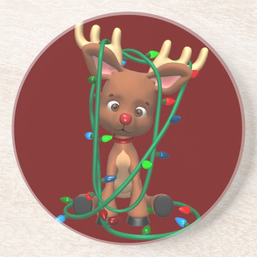En Grès Dessous de verre de vacances de renne de Noël (Devant)