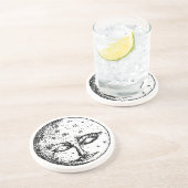 En Grès Dessous de verre de visage de lune (visage 01) (Côté)