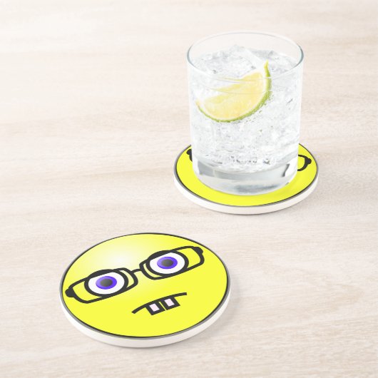 En Grès Dessous de verre de visage Geek (Côté)