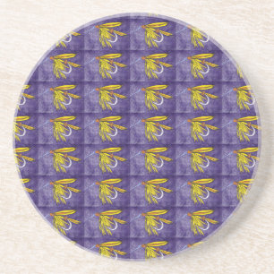 En Grès dessous de verre de vol Motif "Jaune et orange"