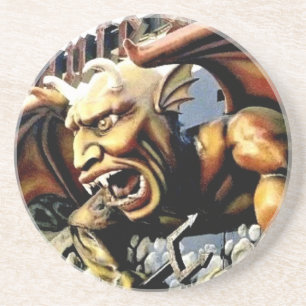 En Grès Dessous de verre démon de l'Enferno Spookhouse Dan