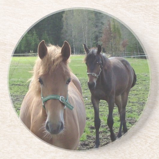 En Grès Dessous de verre des chevaux (Devant)