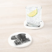 En Grès Dessous de verre des éléphants noirs et blancs (Côté)