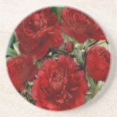 En Grès Dessous de verre des fleurs de carnation rouge (Devant)