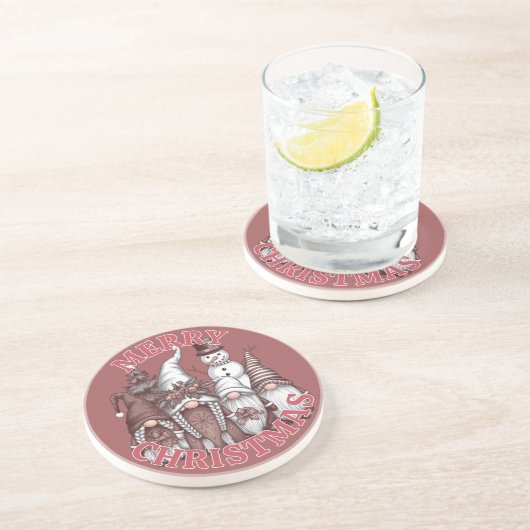 En Grès Dessous de verre des Gnomes de Noël (Côté)