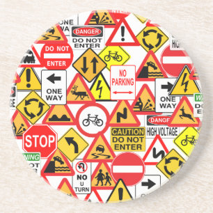 En Grès Dessous de verre des panneaux de signalisation