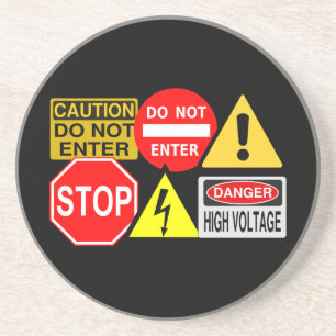 En Grès Dessous de verre des panneaux de signalisation