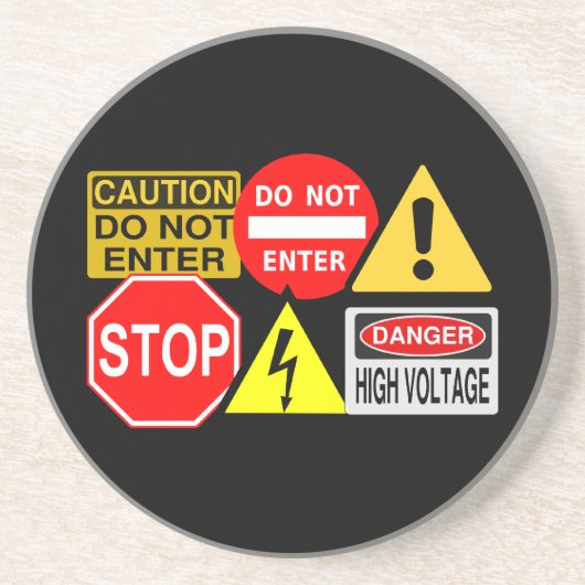 En Grès Dessous de verre des panneaux de signalisation (Devant)
