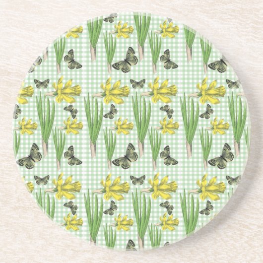 En Grès Dessous de verre des papillons et des Daffidols (Devant)