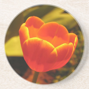 En Grès Dessous de verre des tulipes orange