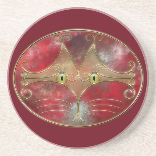 En Grès Dessous de verre des yeux de chat (Devant)